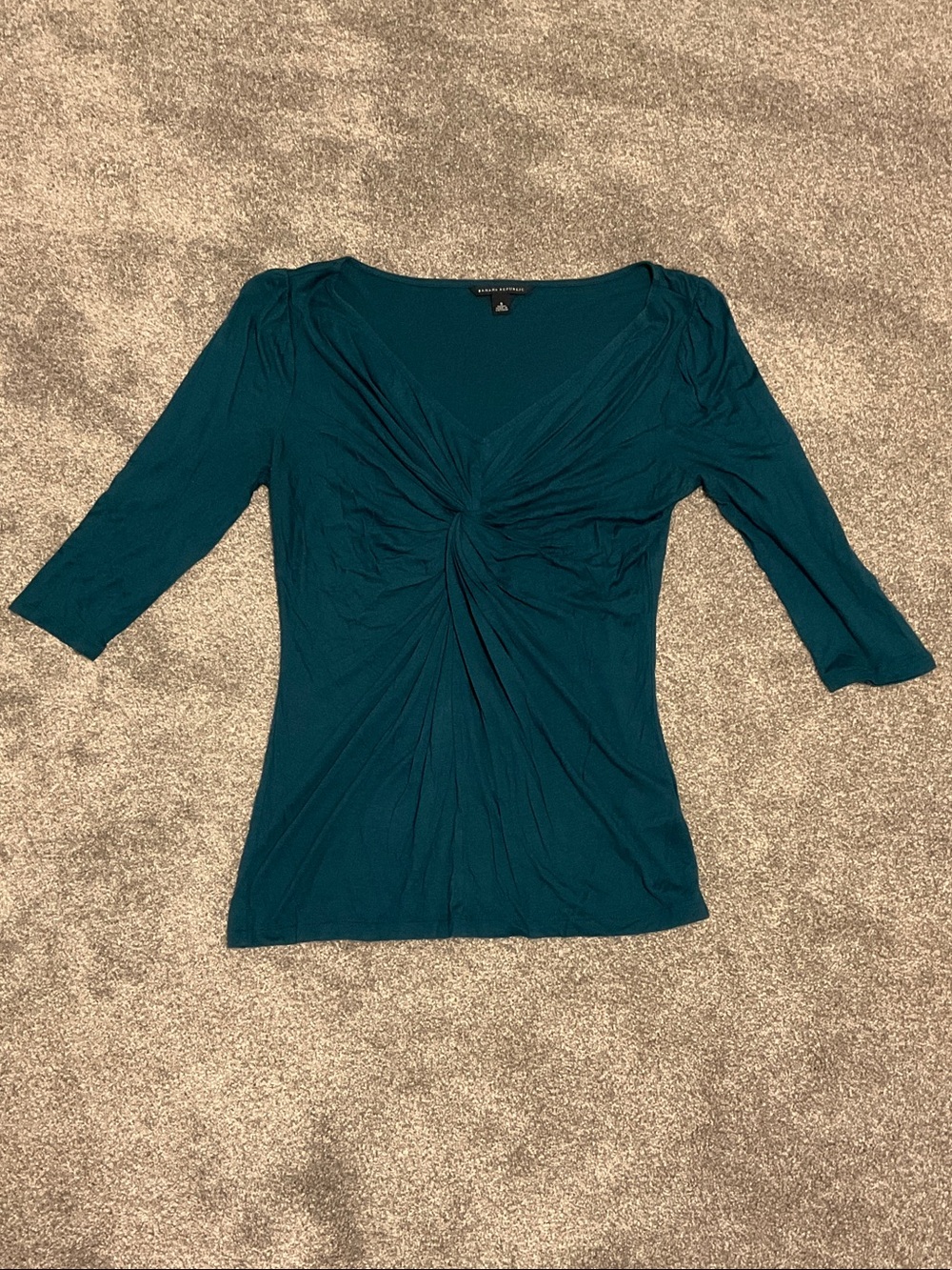 Banana Republic Teal Twist-Front Long Sleeve Top